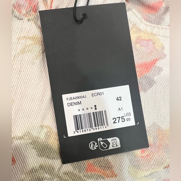 THE KOOPLES PRINTED BOYFRIEND JEANS Color is Ecru Size 42 FR/ 10 US NWT - Picture 14 of 15